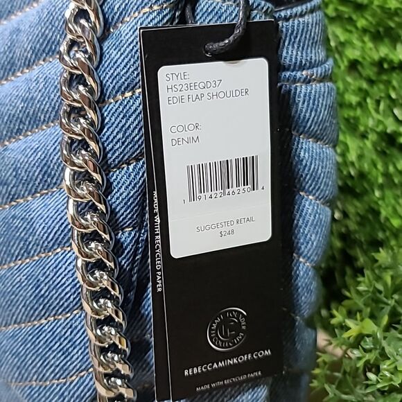 Rebecca Minkoff Edie Flap Shoulder Denim One Size NWT - Picture 2 of 10